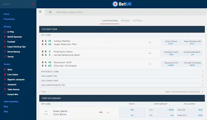 BetUK is one of the top tennis betting sites available to UK punters