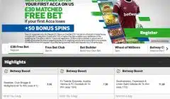 Betway Sports homepage
