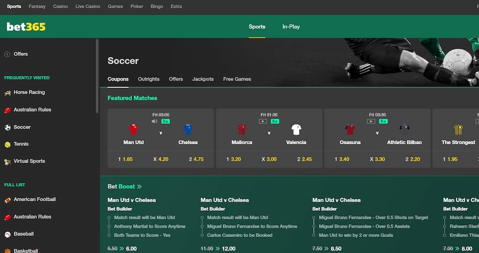 bet365 football betting with top odds for UK