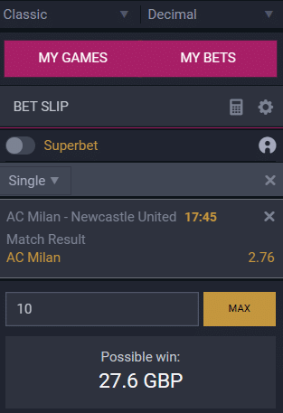 Place a Bet at Odds of 2.0 (EVS) or Higher