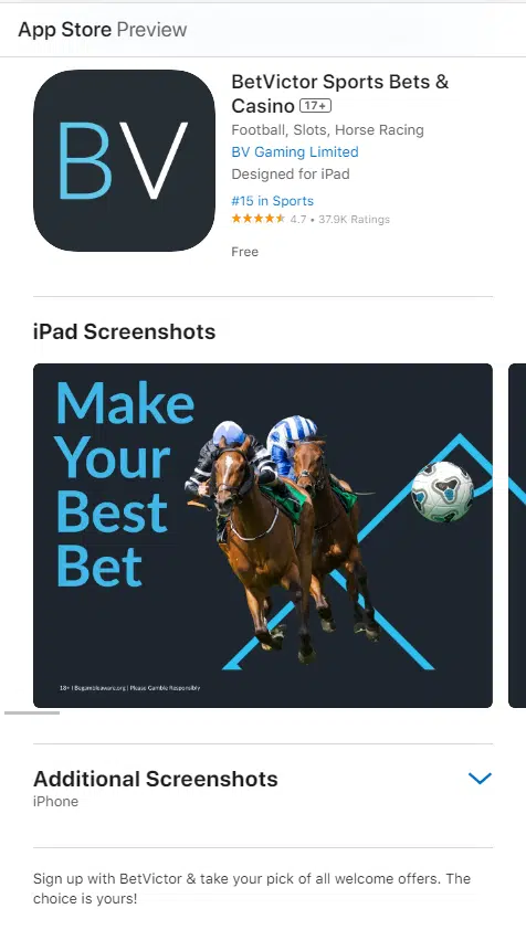 Horse Racing Betting Apps BetVictor Bet 1