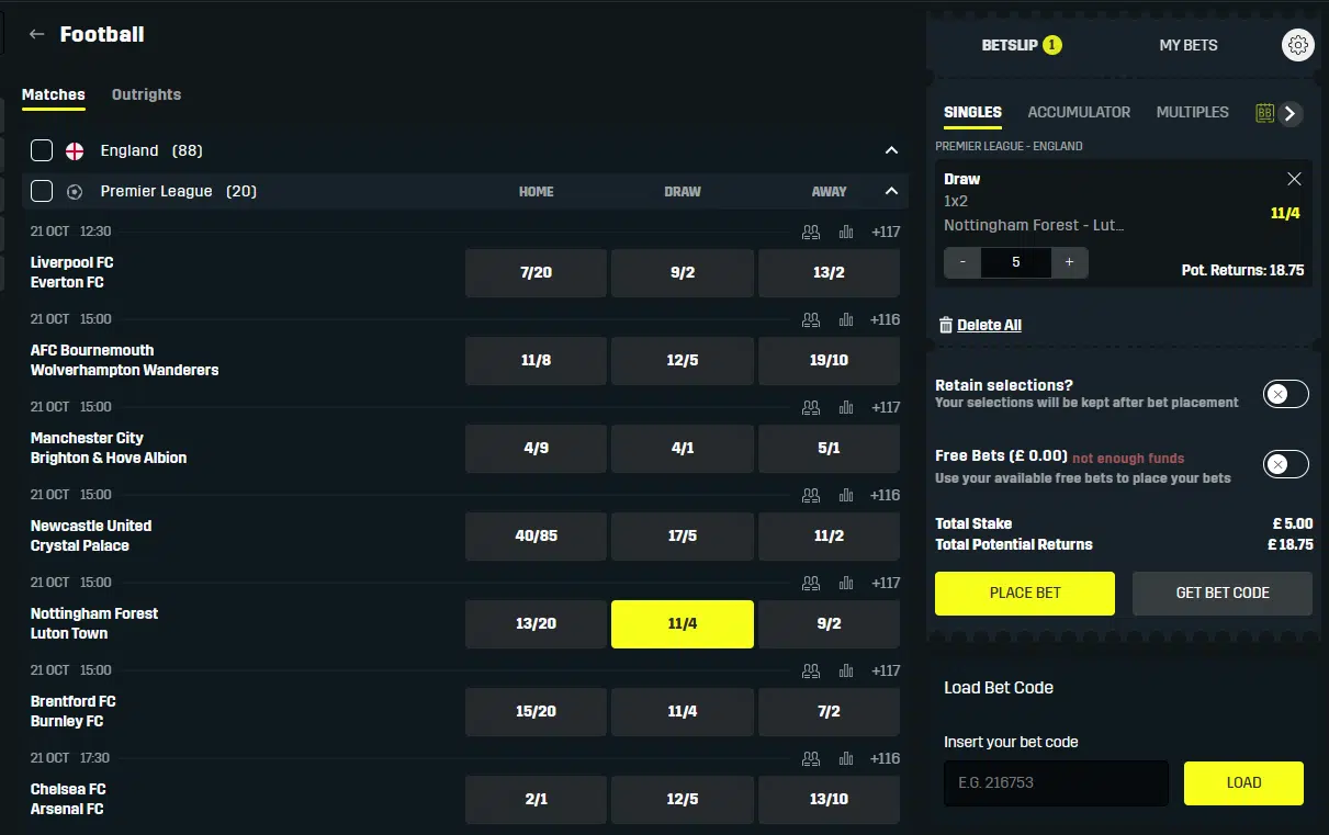 Place a £5 Bet on a Qualifying Sports Market