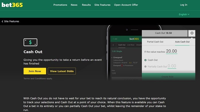 bet365 best football cash out sites